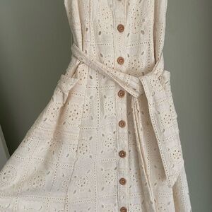 Anthropologie Cream Eyelet Button-Down Dress